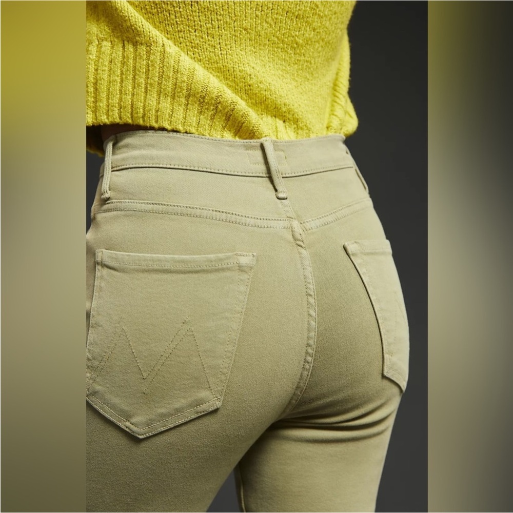 MOTHER High-Rise Olive Green Straight Jeans - Picture 5 of 15